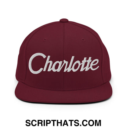 Charlotte Script Snapback Hat Maroon