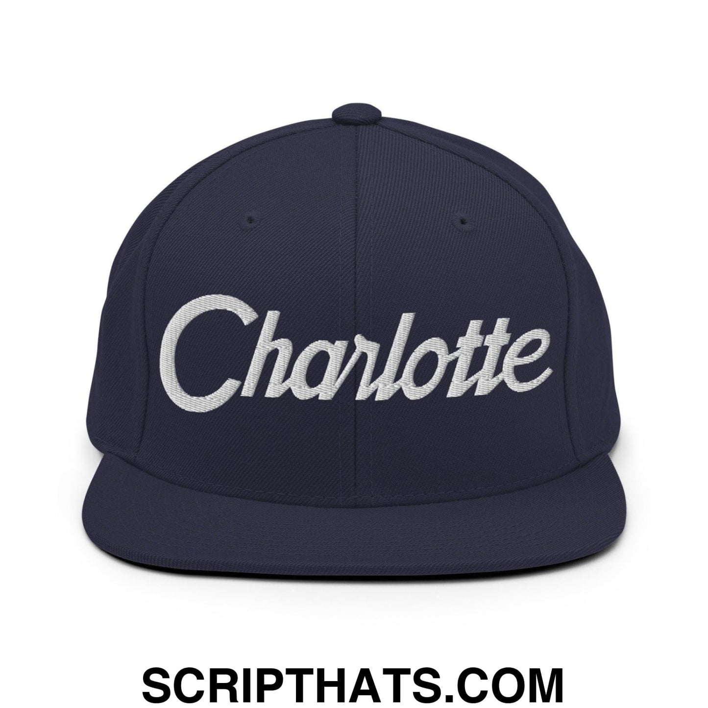 Charlotte Script Snapback Hat Navy