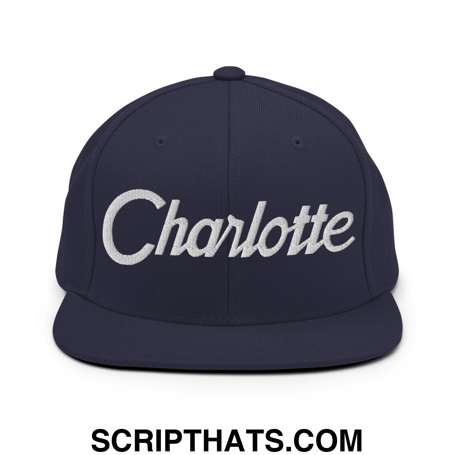 Charlotte Script Snapback Hat Navy