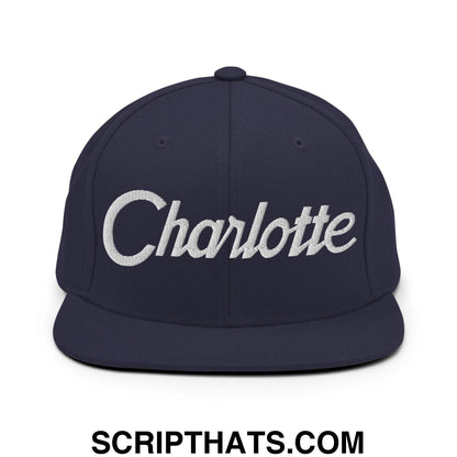 Charlotte Script Snapback Hat Navy