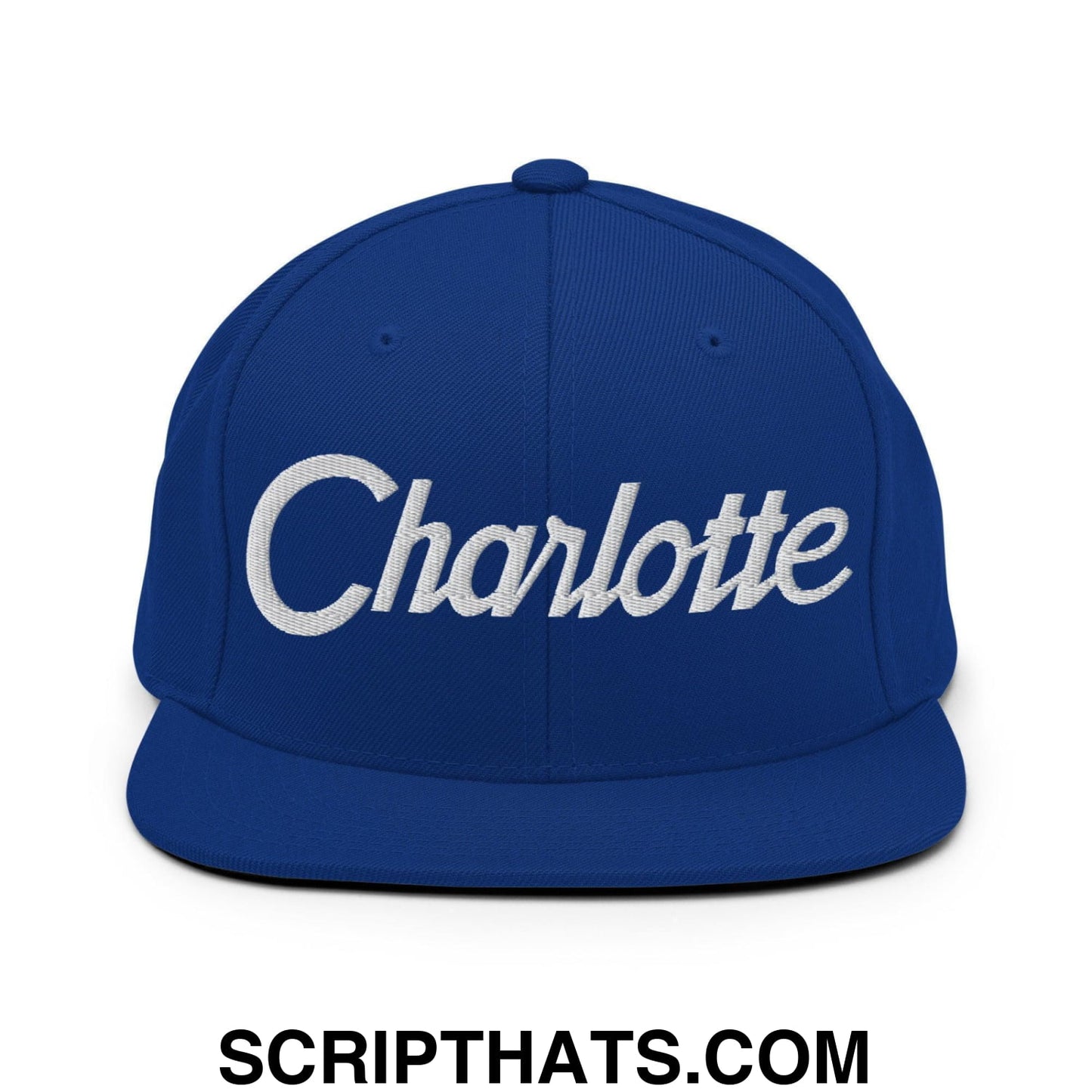 Charlotte Script Snapback Hat Royal Blue