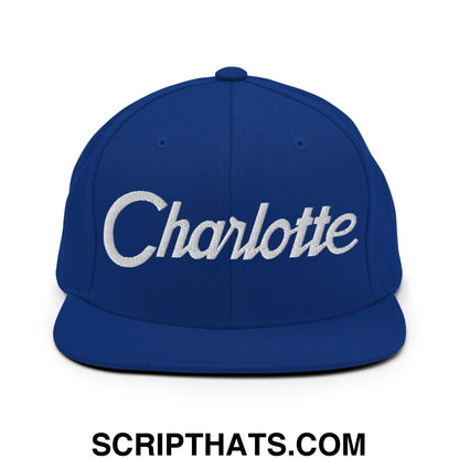 Charlotte Script Snapback Hat Royal Blue