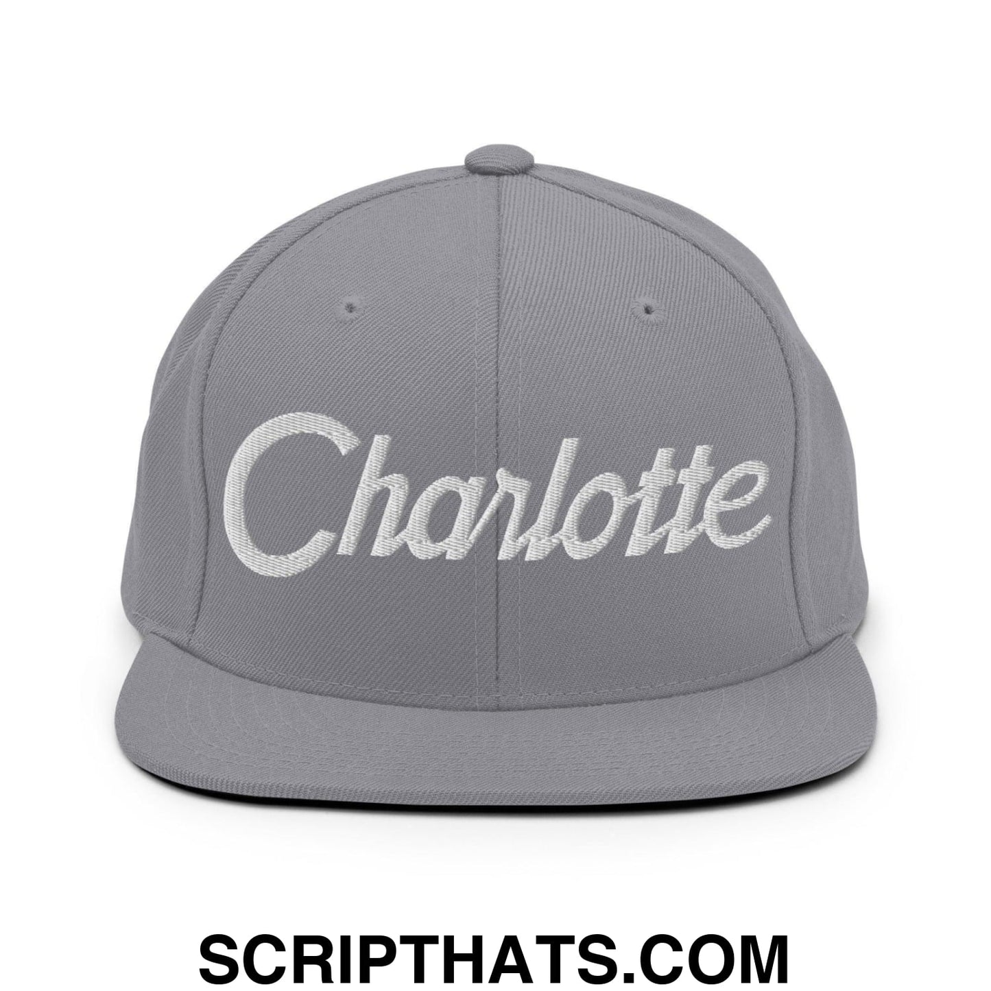 Charlotte Script Snapback Hat Silver