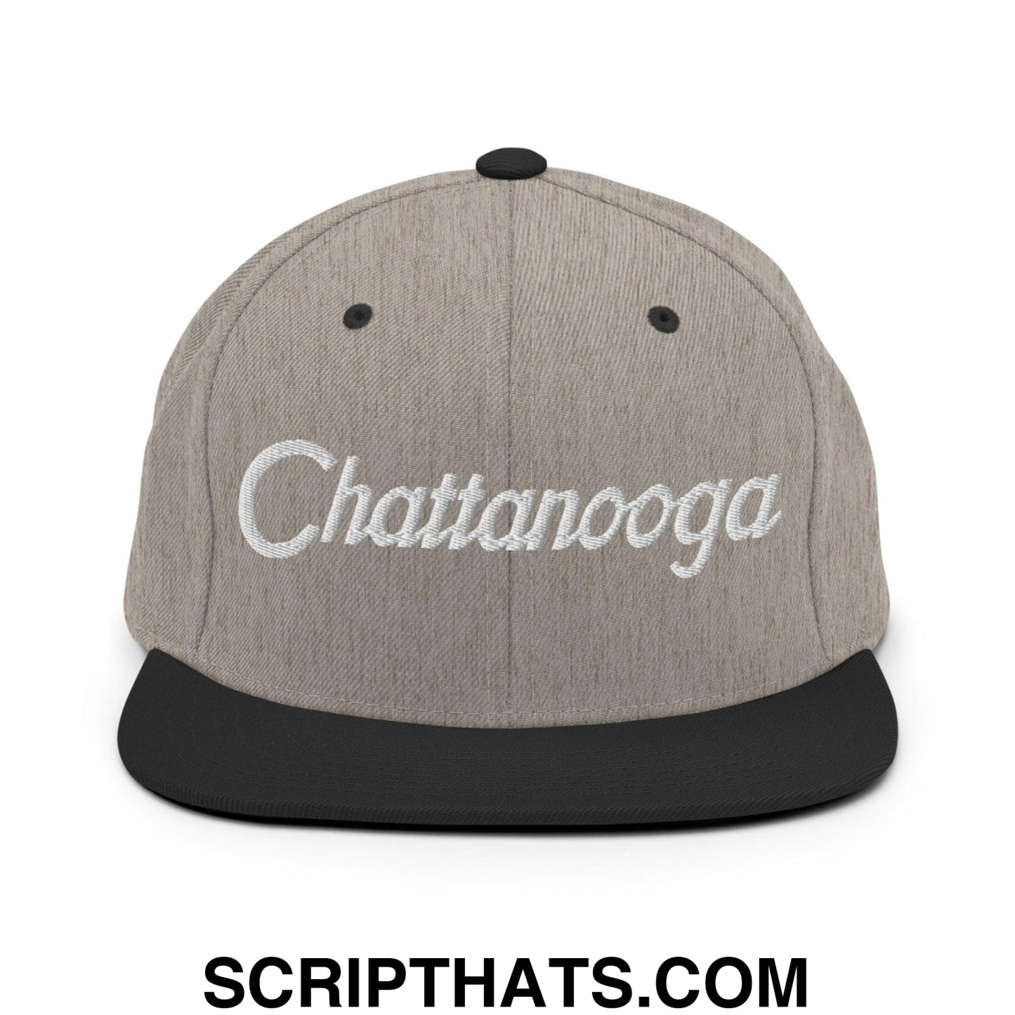 Chattanooga Script Snapback Hat Heather Black