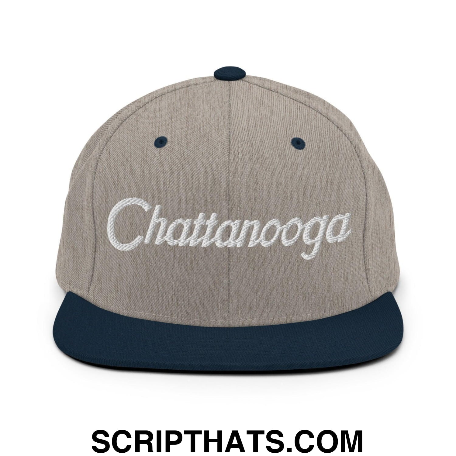Chattanooga Script Snapback Hat Heather Grey Navy