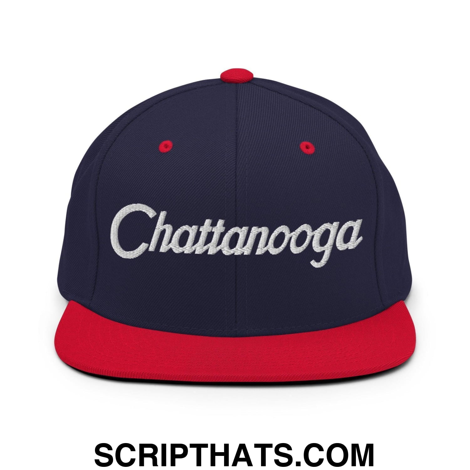 Chattanooga Script Snapback Hat Navy Red