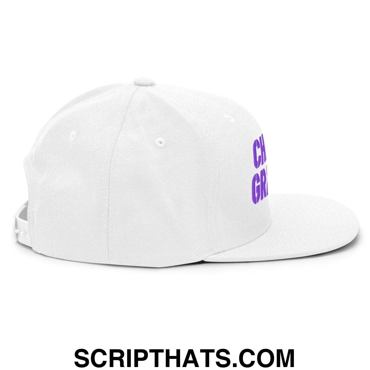 Cheese Grater Football Embroidered Flat Bill Brim Snapback Hat White