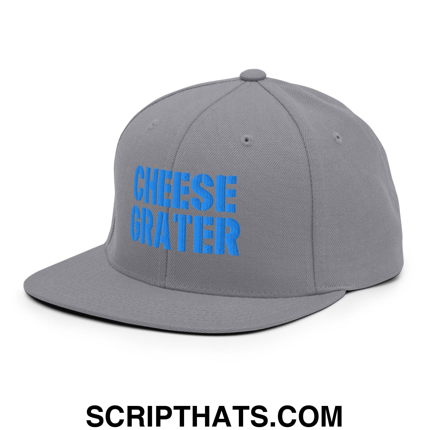 Cheese Grater Football Embroidered Flat Bill Brim Snapback Hat Silver