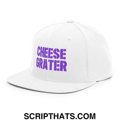 Cheese Grater Football Embroidered Flat Bill Brim Snapback Hat White