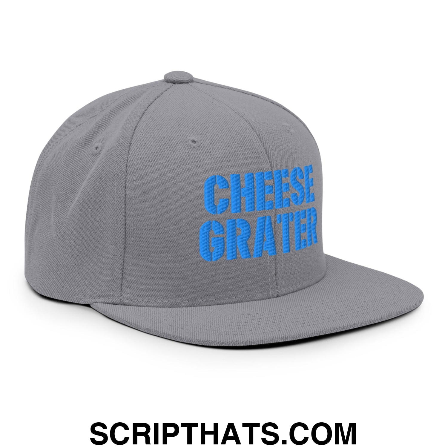 Cheese Grater Football Embroidered Flat Bill Brim Snapback Hat Silver