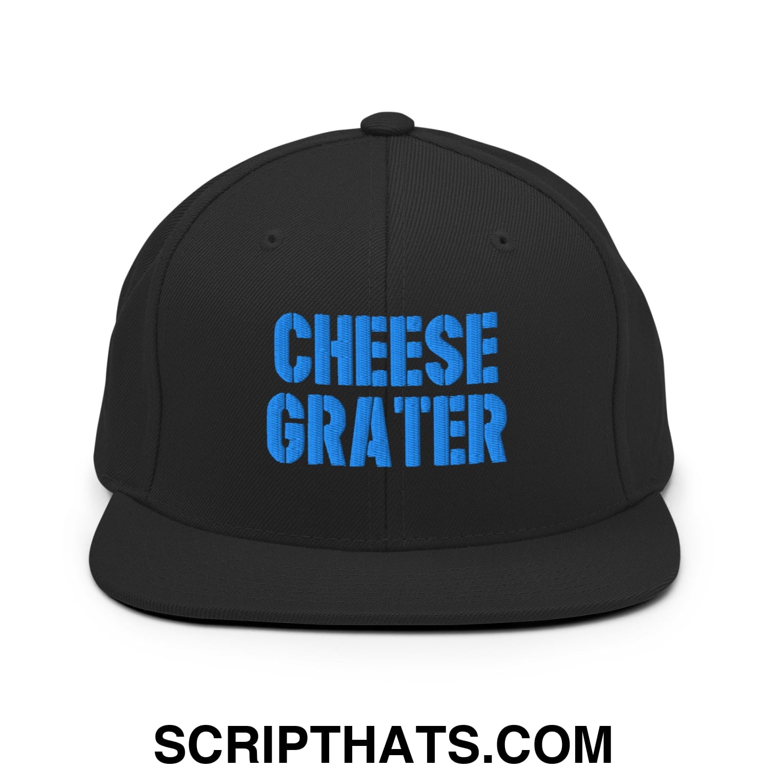 Cheese Grater Football Embroidered Flat Bill Brim Snapback Hat Black