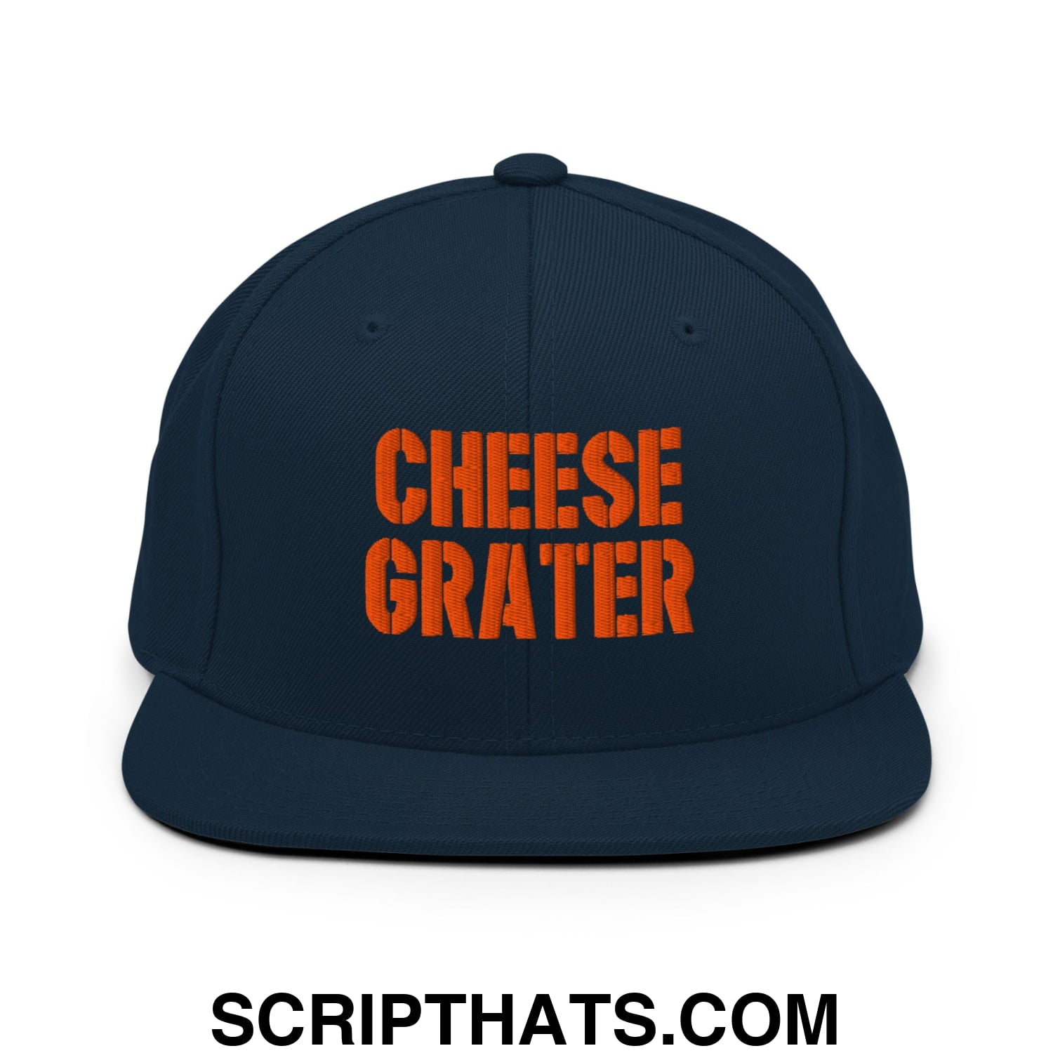 Cheese Grater Football Embroidered Flat Bill Brim Snapback Hat Dark Navy