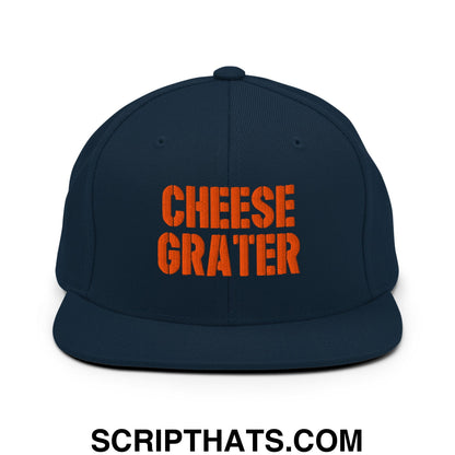 Cheese Grater Football Embroidered Flat Bill Brim Snapback Hat Dark Navy