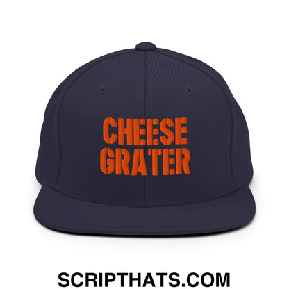 Cheese Grater Football Embroidered Flat Bill Brim Snapback Hat Navy