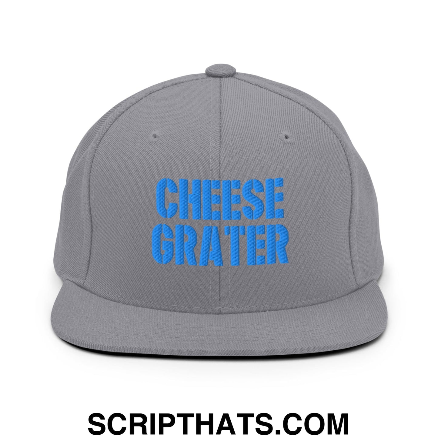 Cheese Grater Football Embroidered Flat Bill Brim Snapback Hat Silver