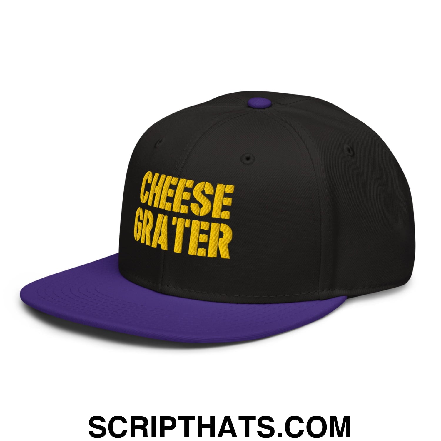 Cheese Grater Football Embroidered Flat Brim Bill Snapback Hat Purple Black Black