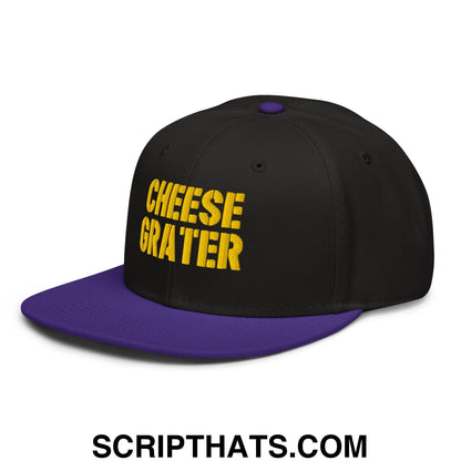 Cheese Grater Football Embroidered Flat Brim Bill Snapback Hat Purple Black Black
