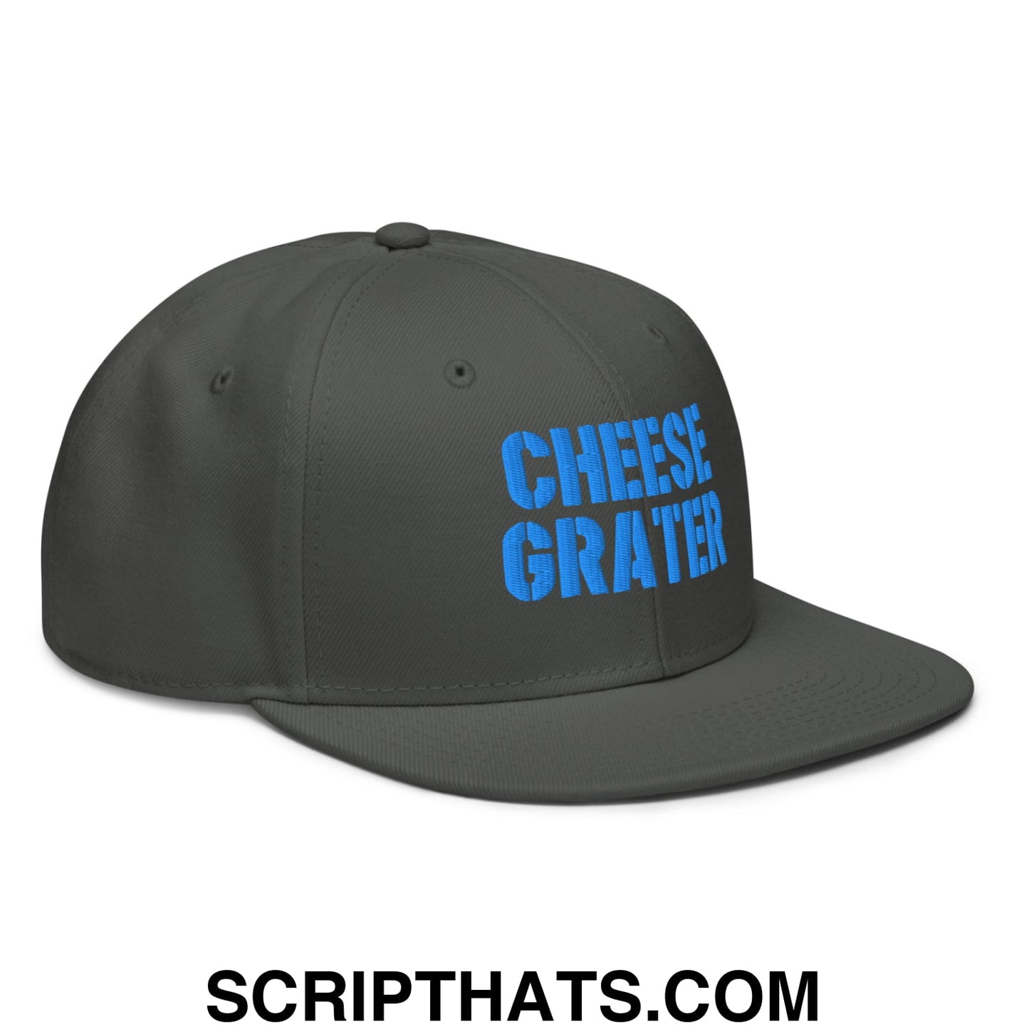 Cheese Grater Football Embroidered Flat Brim Bill Snapback Hat Charcoal gray