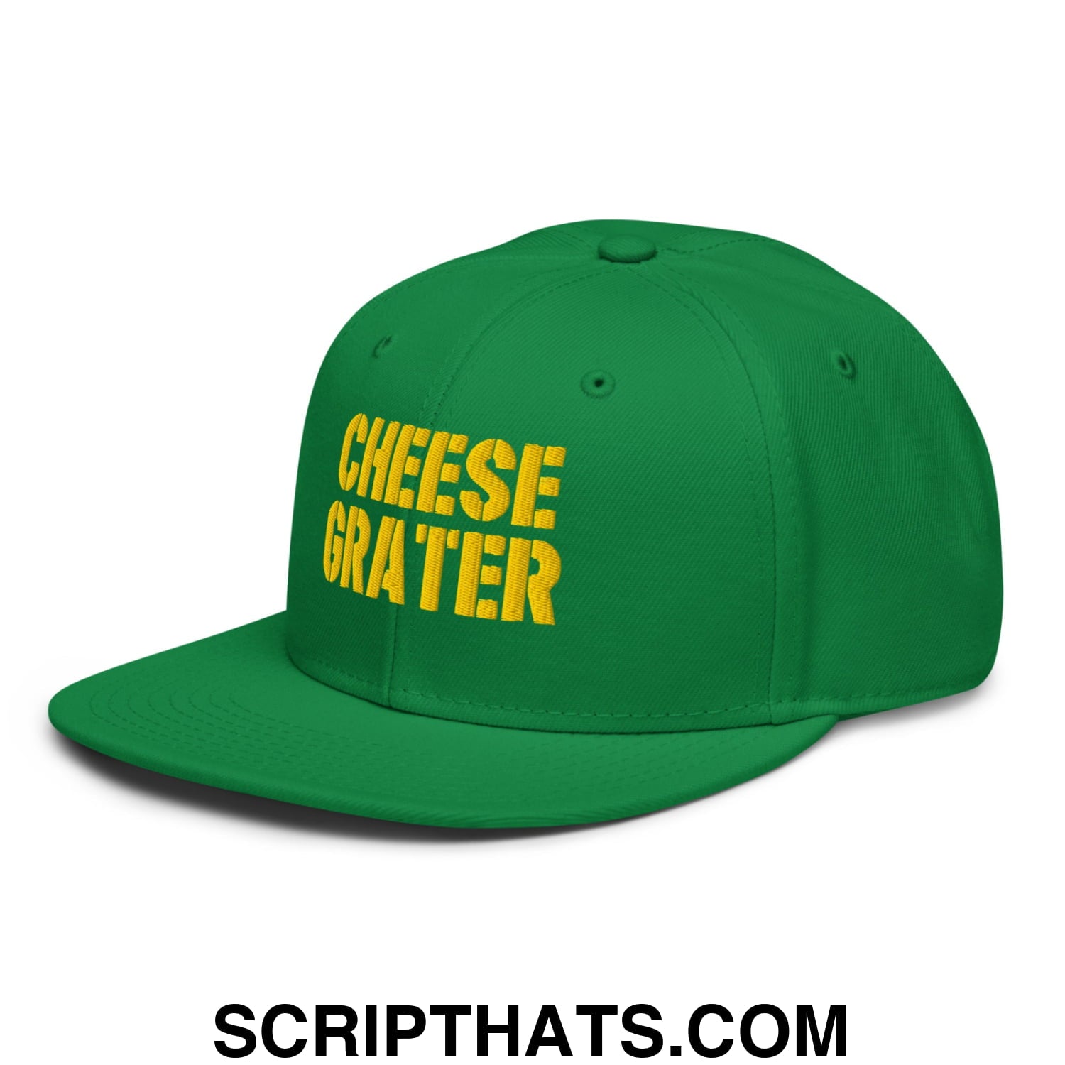Cheese Grater Football Embroidered Flat Brim Bill Snapback Hat Kelly Green