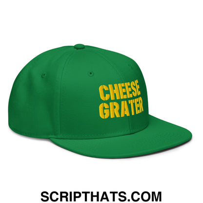 Cheese Grater Football Embroidered Flat Brim Bill Snapback Hat Kelly Green