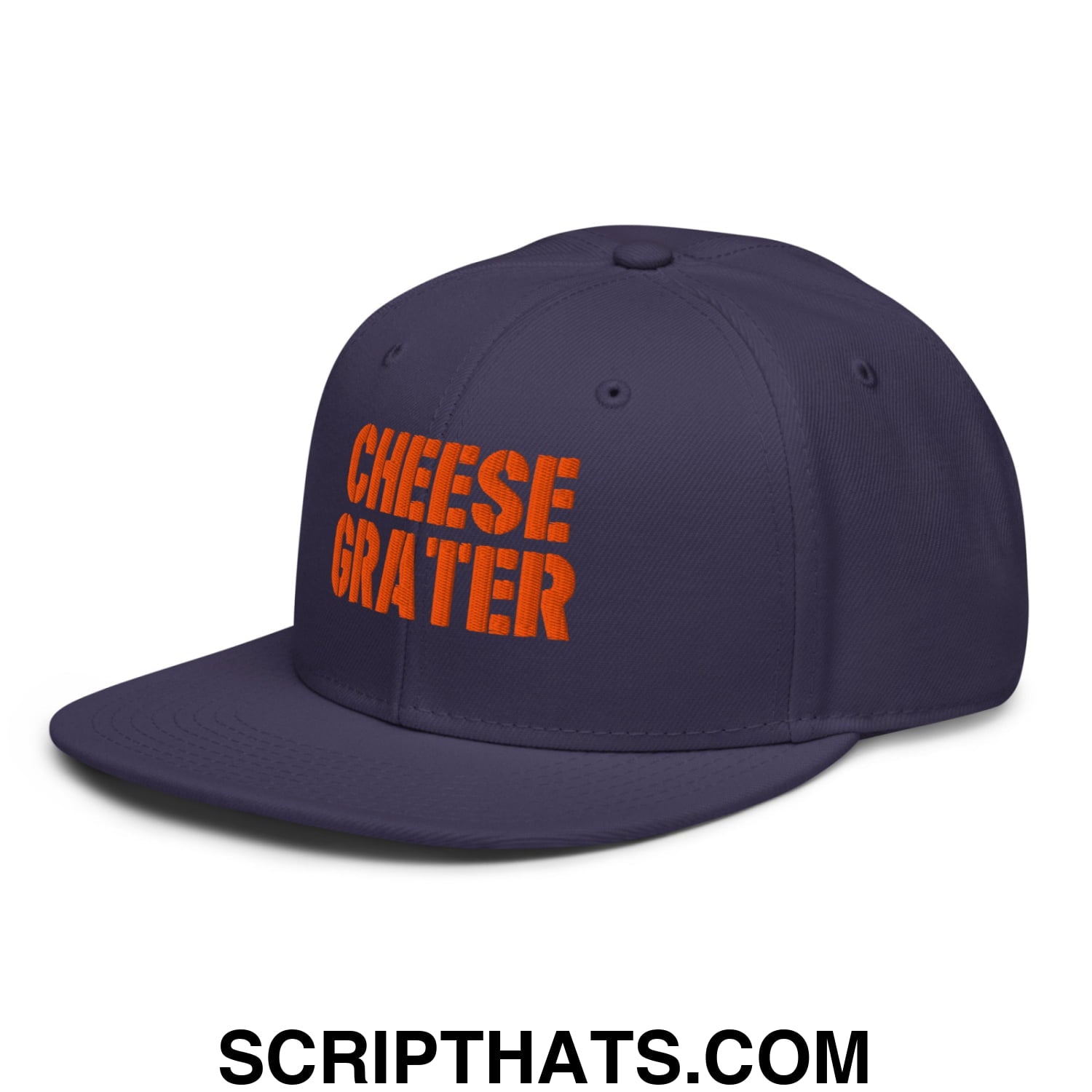 Cheese Grater Football Embroidered Flat Brim Bill Snapback Hat Navy blue