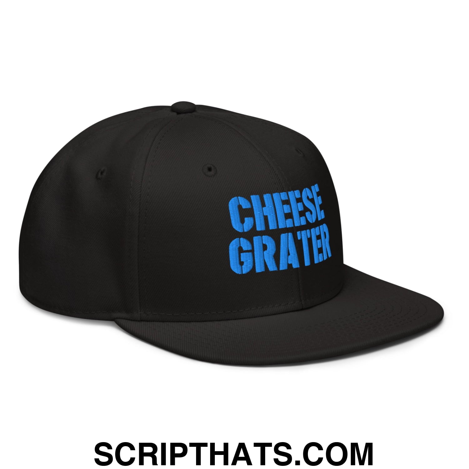 Cheese Grater Football Embroidered Flat Brim Bill Snapback Hat Black