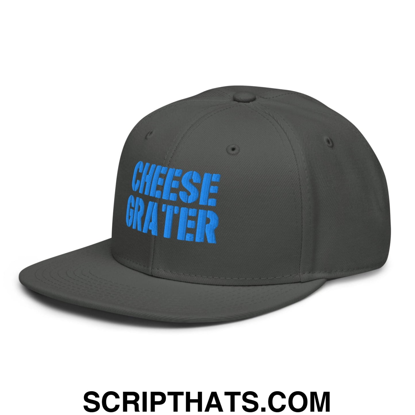 Cheese Grater Football Embroidered Flat Brim Bill Snapback Hat Charcoal gray