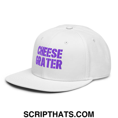 Cheese Grater Football Embroidered Flat Brim Bill Snapback Hat White