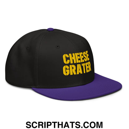 Cheese Grater Football Embroidered Flat Brim Bill Snapback Hat Purple Black Black