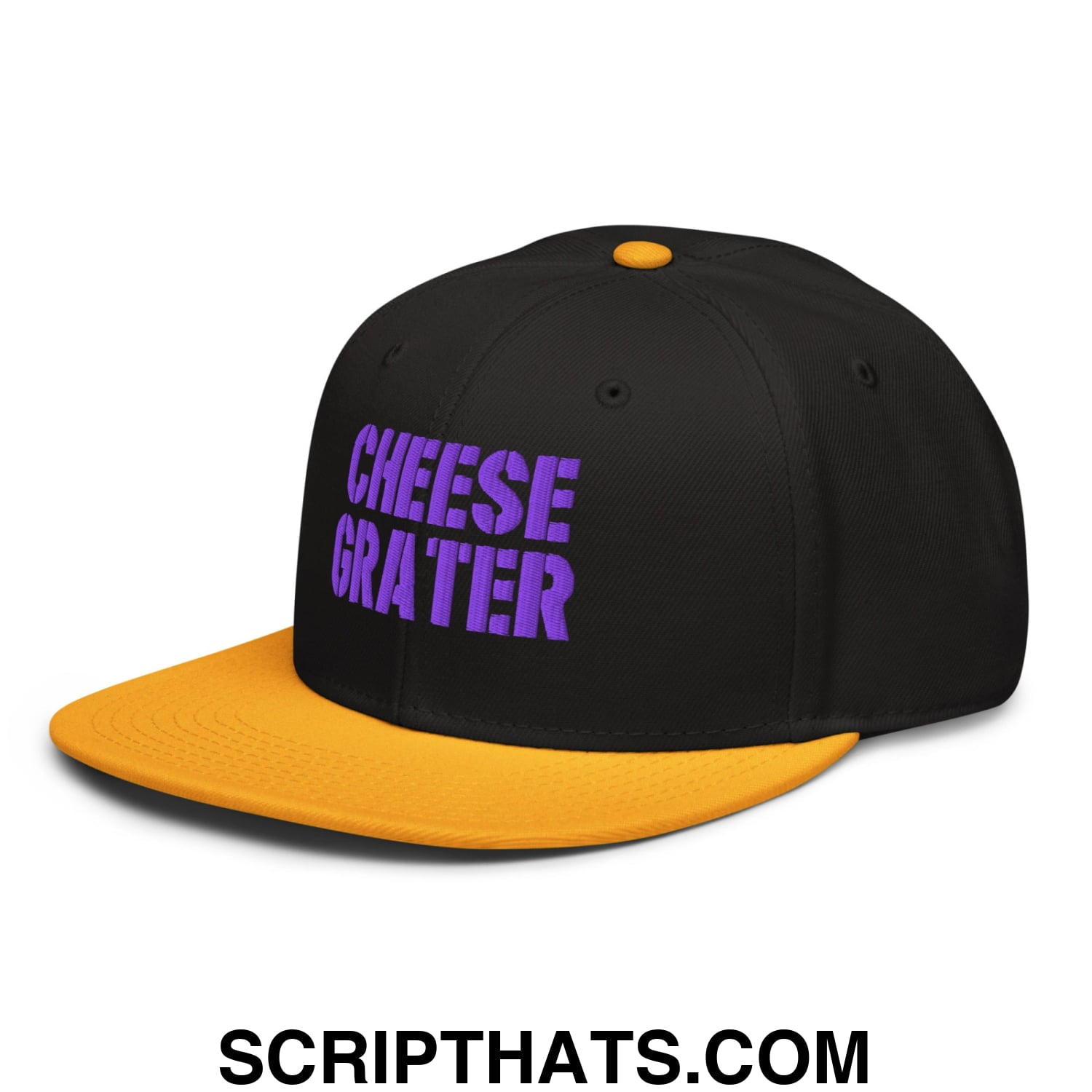 Cheese Grater Football Embroidered Flat Brim Bill Snapback Hat Gold Black Black