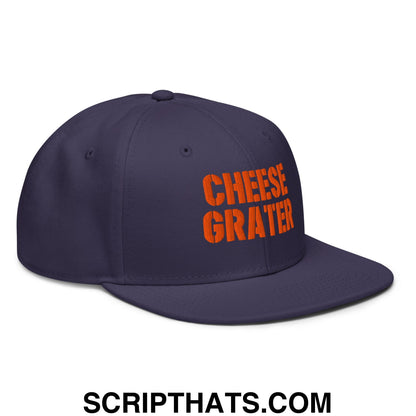 Cheese Grater Football Embroidered Flat Brim Bill Snapback Hat Navy blue