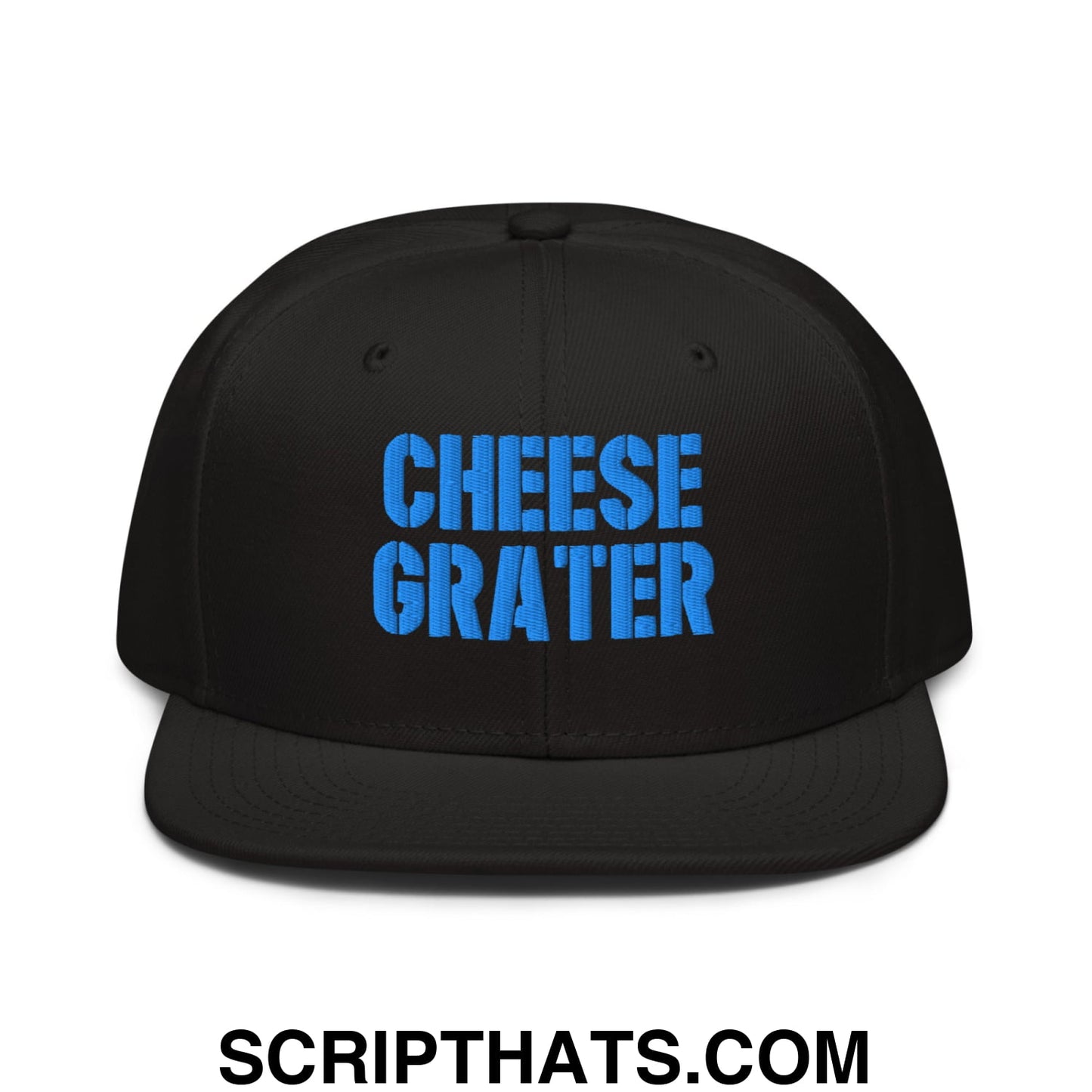 Cheese Grater Football Embroidered Flat Brim Bill Snapback Hat Black
