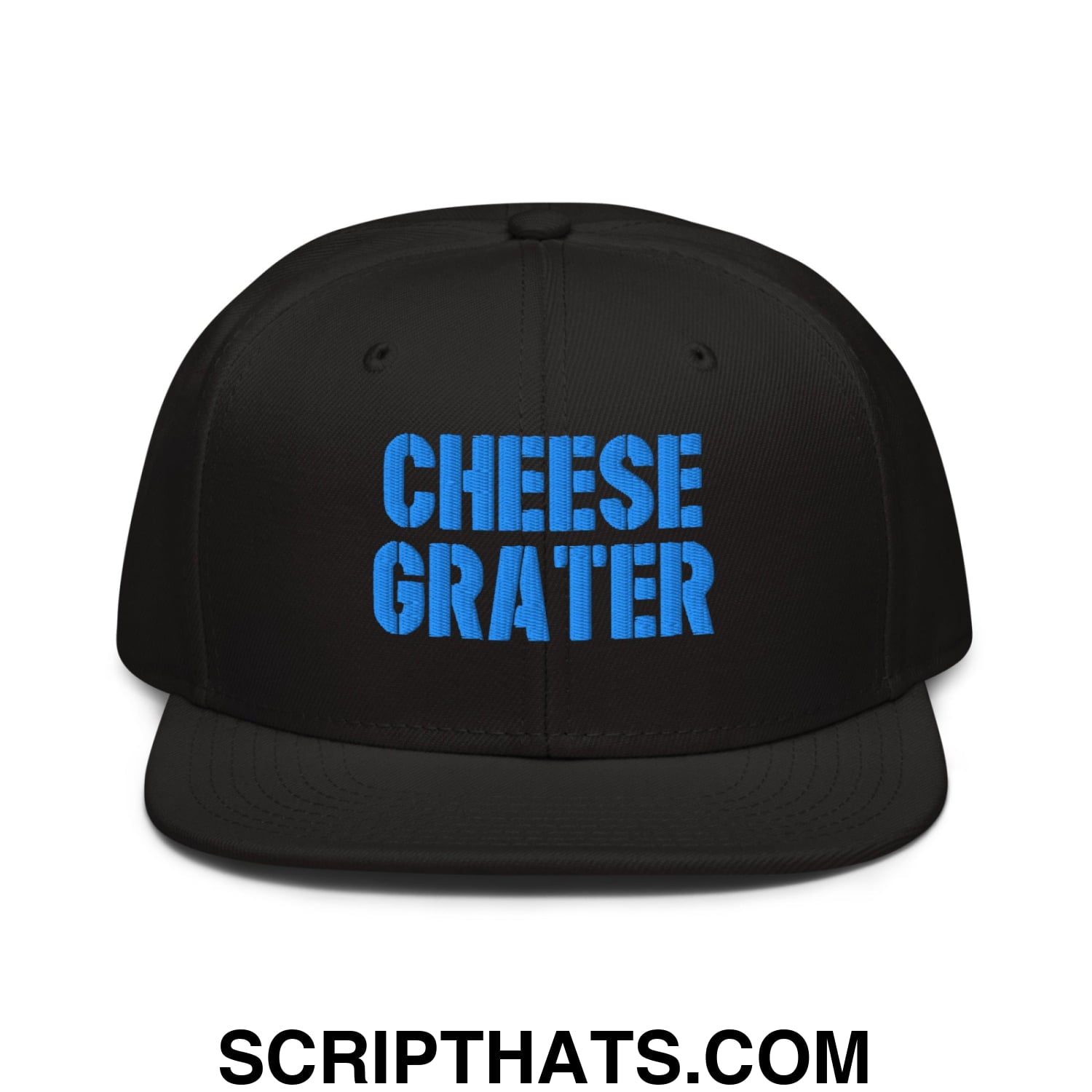 Cheese Grater Football Embroidered Flat Brim Bill Snapback Hat Black