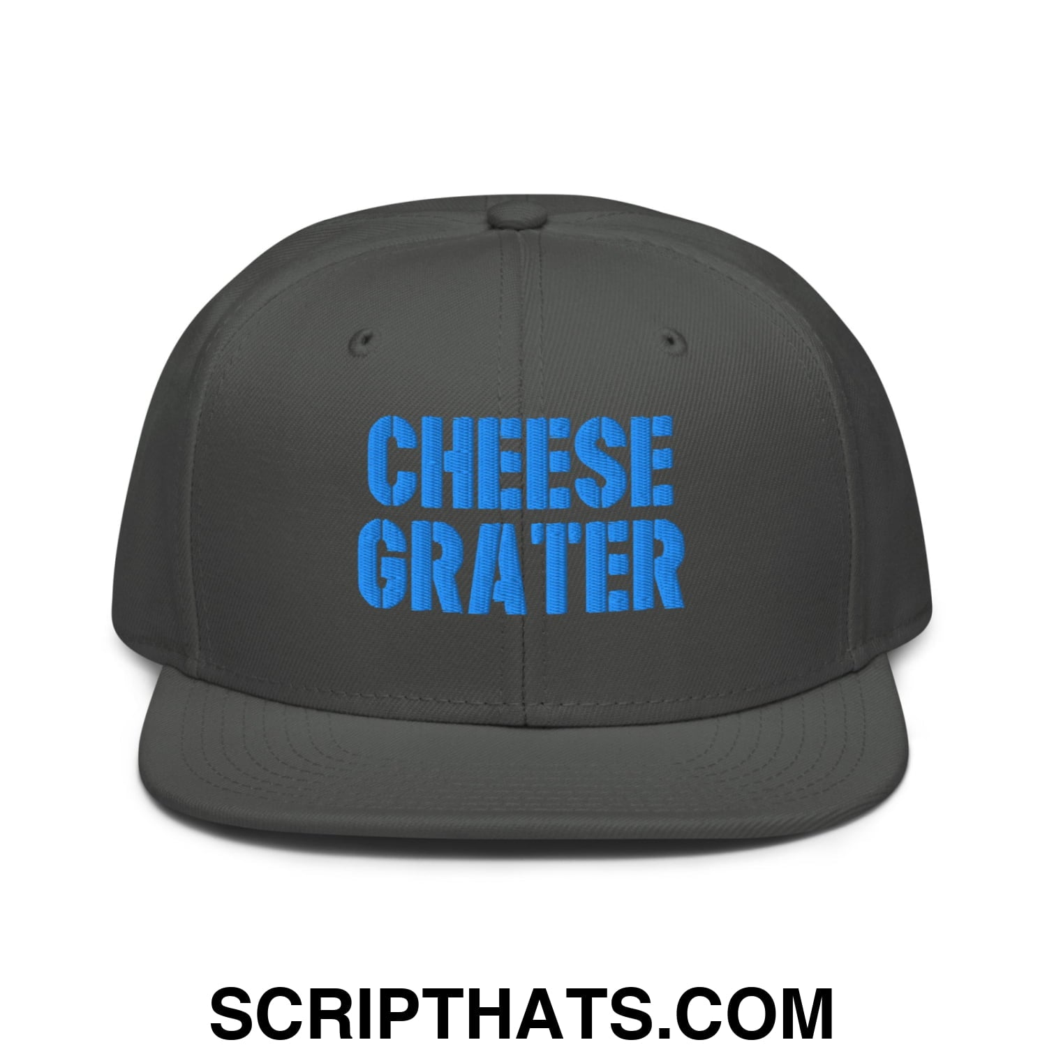 Cheese Grater Football Embroidered Flat Brim Bill Snapback Hat Charcoal gray