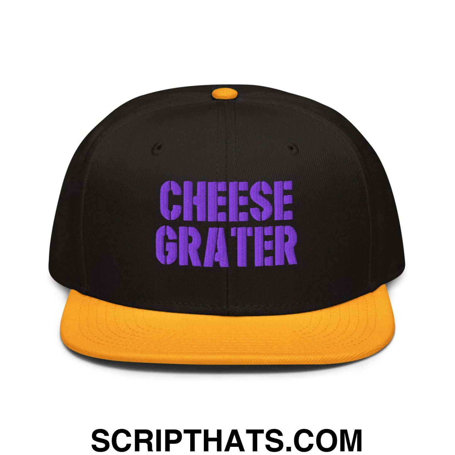Cheese Grater Football Embroidered Flat Brim Bill Snapback Hat Gold Black Black