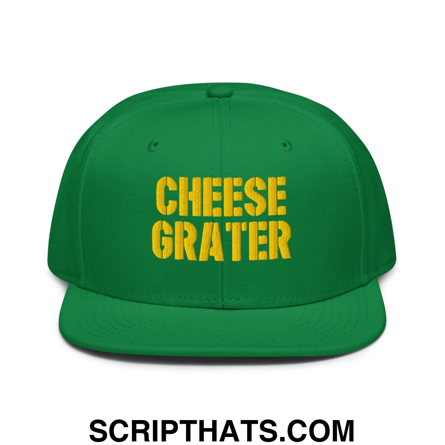 Cheese Grater Football Embroidered Flat Brim Bill Snapback Hat Kelly Green