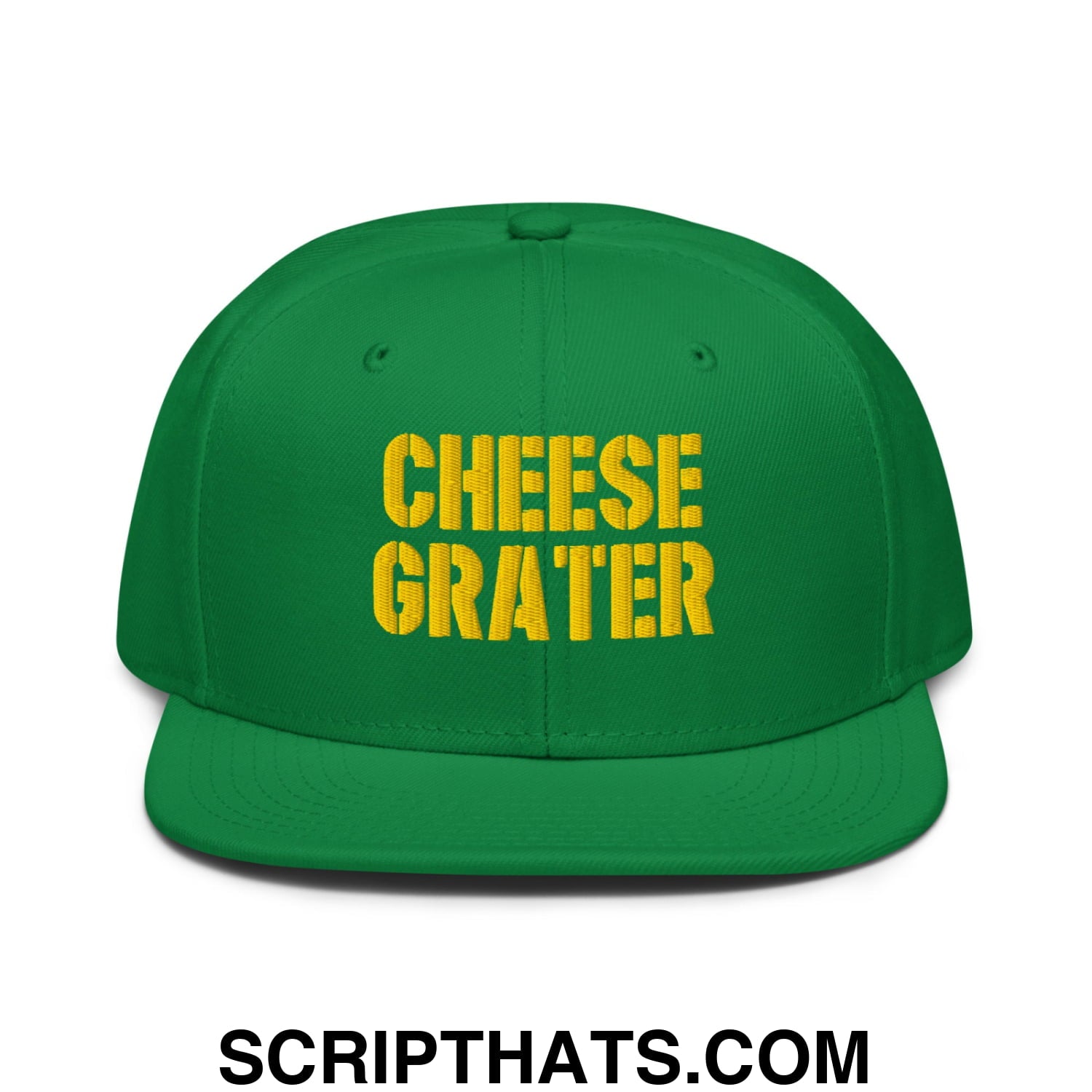 Cheese Grater Football Embroidered Flat Brim Bill Snapback Hat Kelly Green