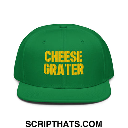 Cheese Grater Football Embroidered Flat Brim Bill Snapback Hat Kelly Green
