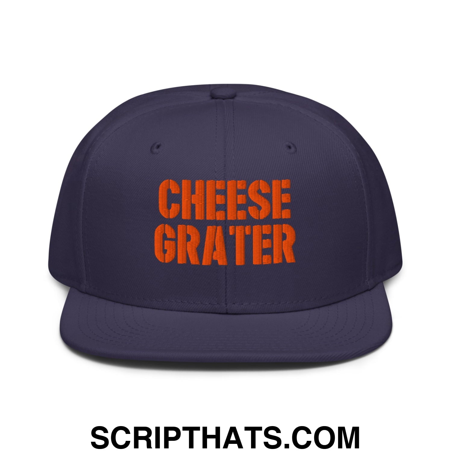 Cheese Grater Football Embroidered Flat Brim Bill Snapback Hat Navy blue