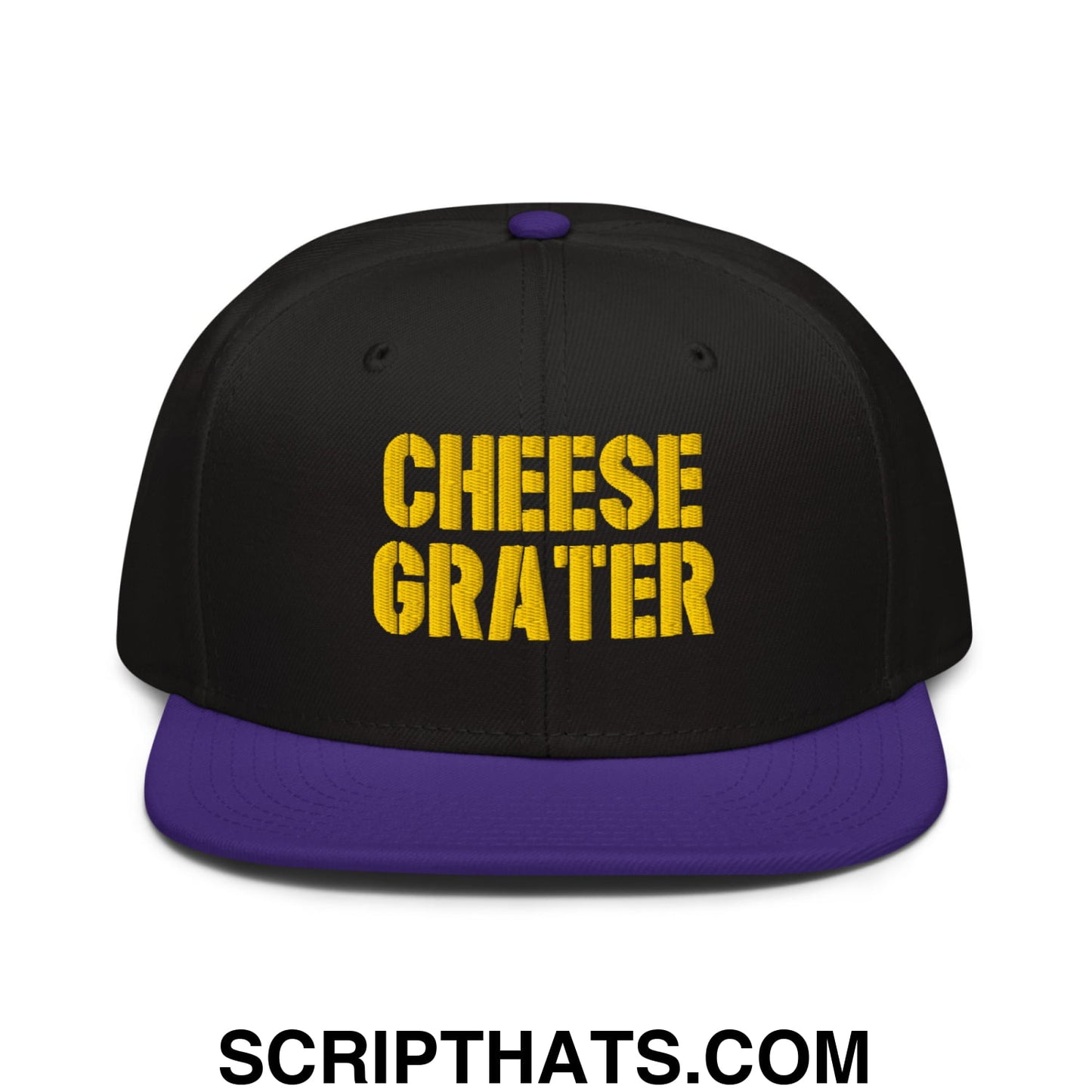 Cheese Grater Football Embroidered Flat Brim Bill Snapback Hat Purple Black Black