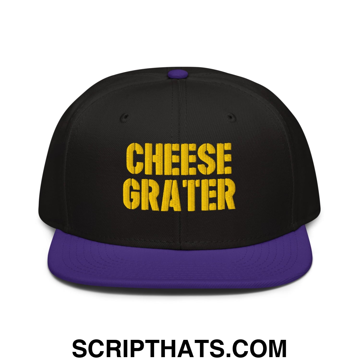 Cheese Grater Football Embroidered Flat Brim Bill Snapback Hat Purple Black Black