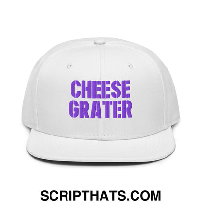 Cheese Grater Football Embroidered Flat Brim Bill Snapback Hat White