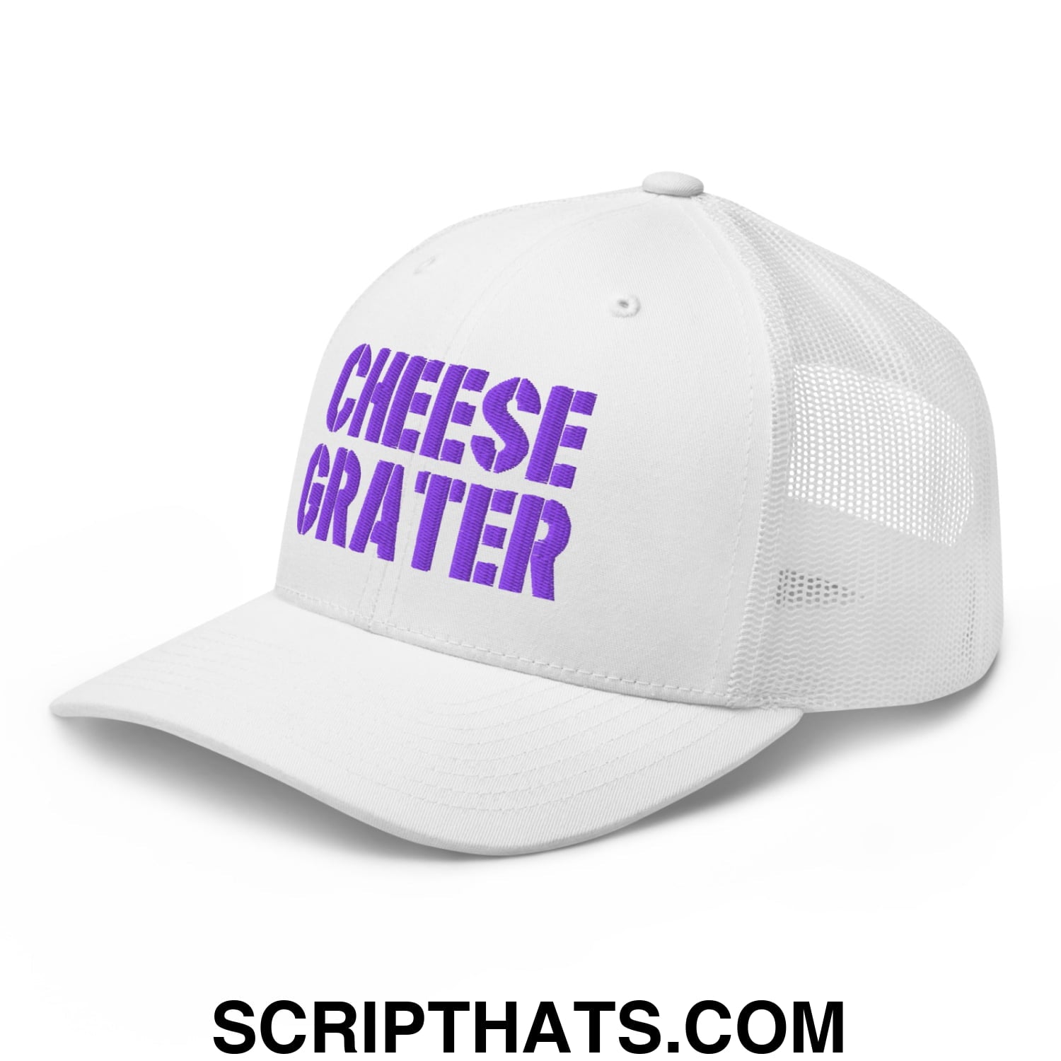 Cheese Grater Football Embroidered Mesh Trucker Hat White