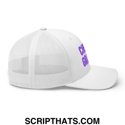 Cheese Grater Football Embroidered Mesh Trucker Hat White
