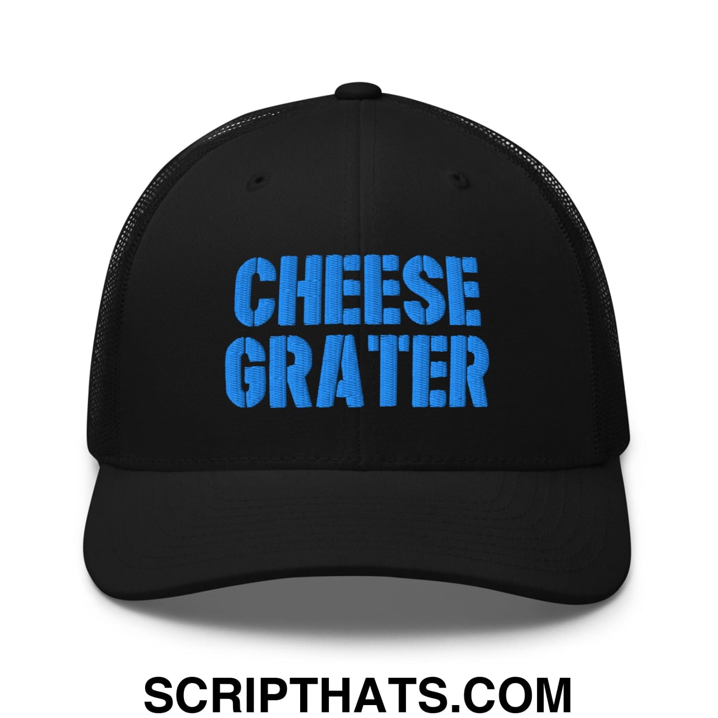 Cheese Grater Football Embroidered Mesh Trucker Hat Black