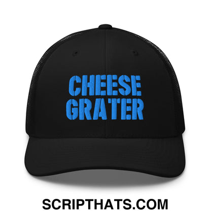 Cheese Grater Football Embroidered Mesh Trucker Hat Black