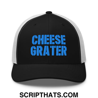 Cheese Grater Football Embroidered Mesh Trucker Hat Black White