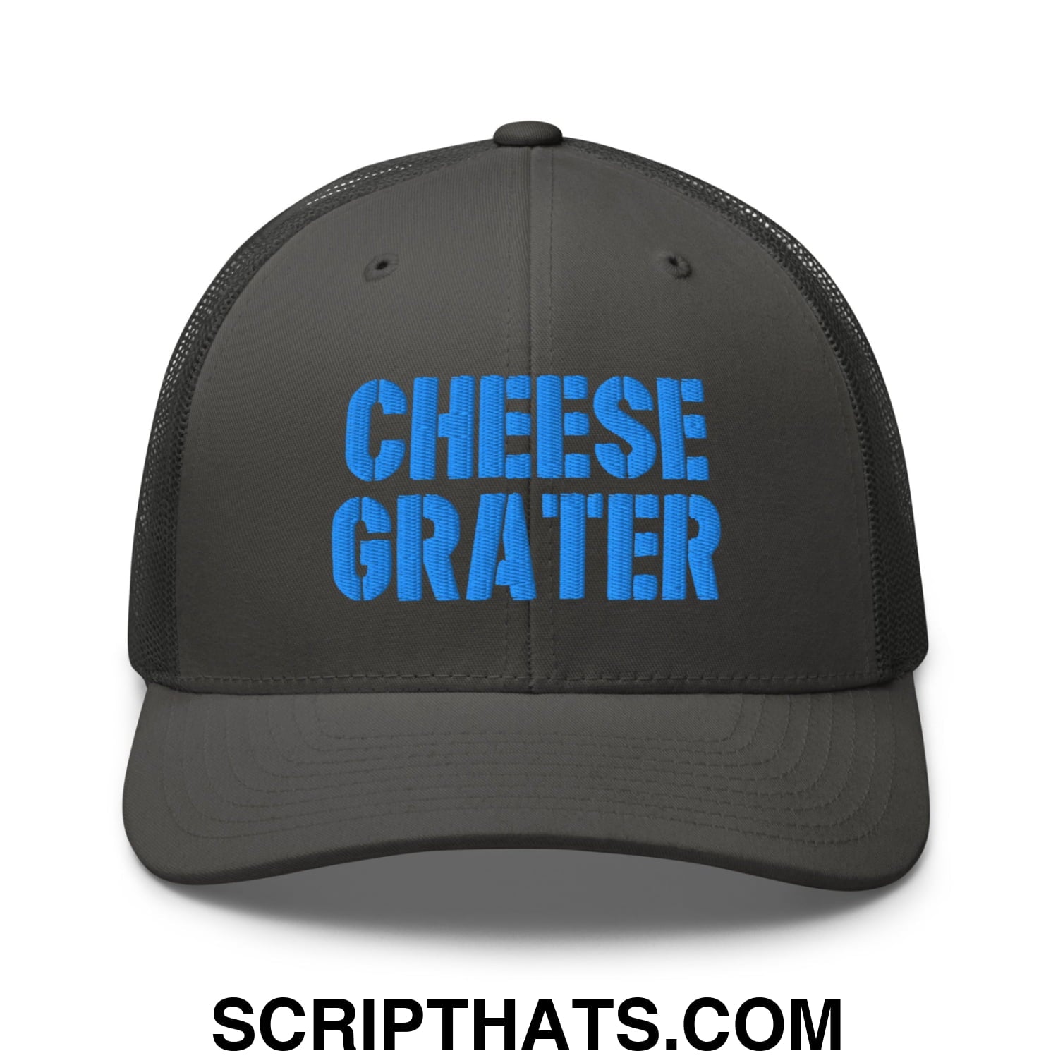 Cheese Grater Football Embroidered Mesh Trucker Hat Charcoal