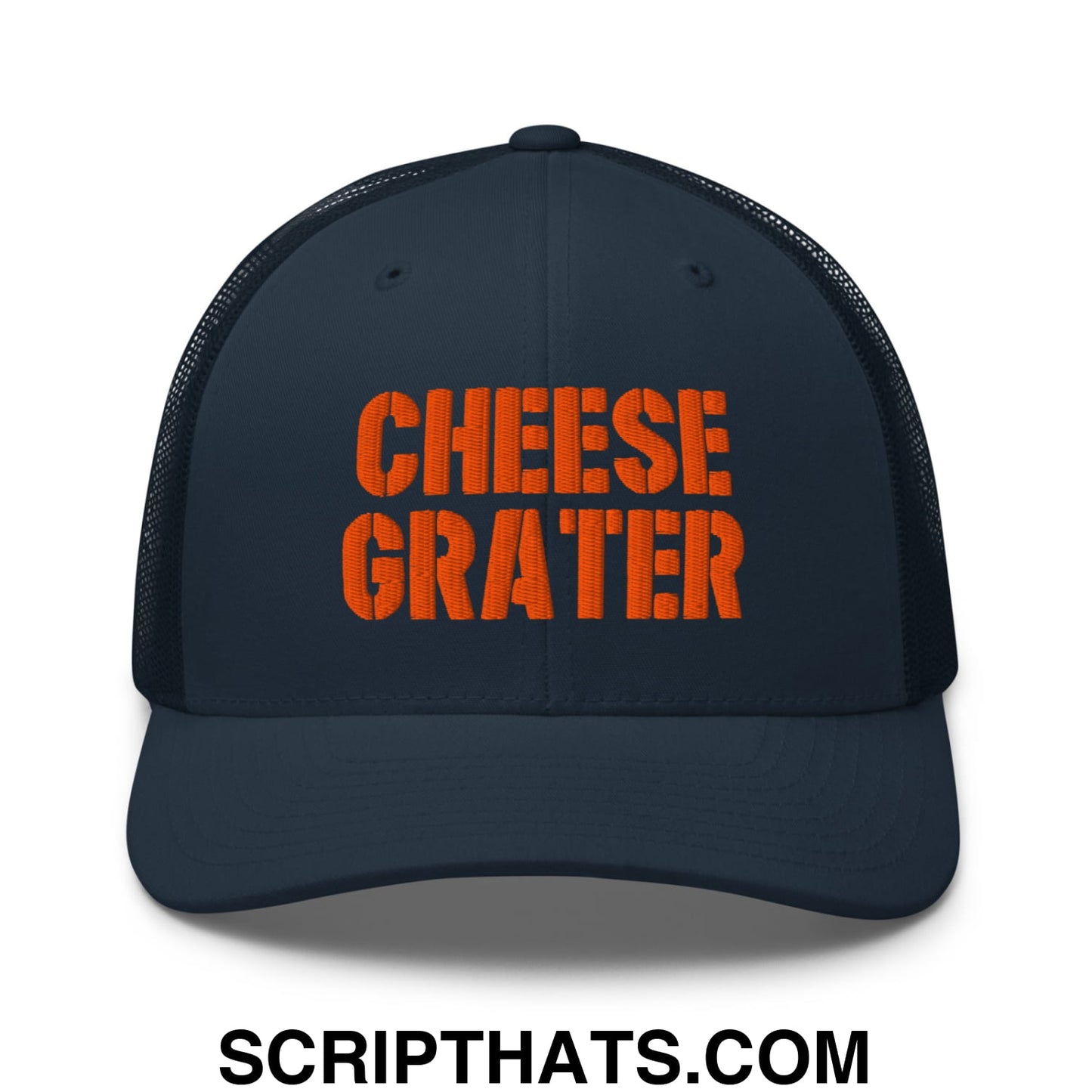 Cheese Grater Football Embroidered Mesh Trucker Hat Navy
