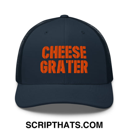 Cheese Grater Football Embroidered Mesh Trucker Hat Navy